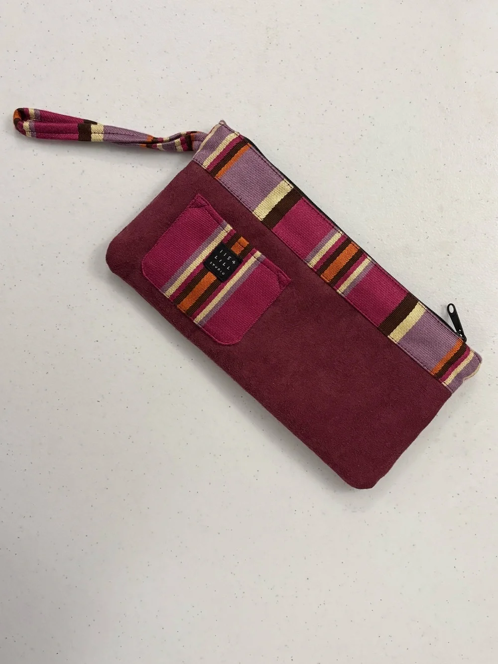 1154 Lill Studio Grape/Pink and Multicolor Striped Wristlet